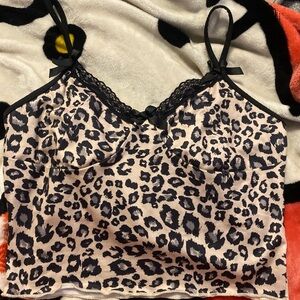 SHEIN Leopard Print Camisole - Black and Cream